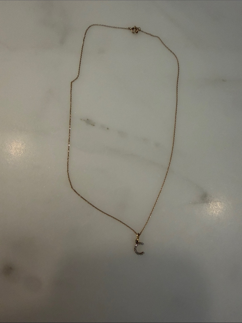 Mejuri Gold Necklace with Pavé Letter C Pendant